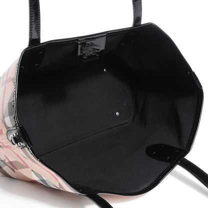 Burberry Patent Trim Patchwork Check Tote Black 5 of 7