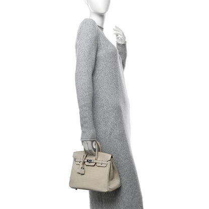 Hermes Matte Porosus Crocodile Birkin 25 Beton 2 of 13