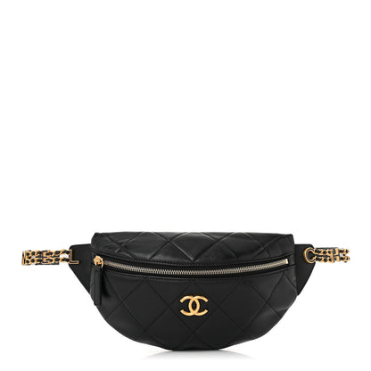 Chanel Lambskin Enamel Quilted Waist Bag Black 1 of 10