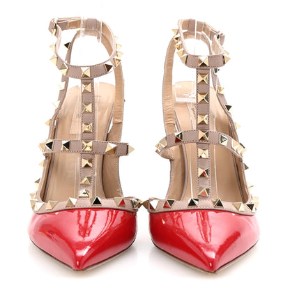Valentino Garavani Patent Nappa Rockstud Ankle Strap 100mm Pumps 40 Rouge Pur Poudre 3 of 8
