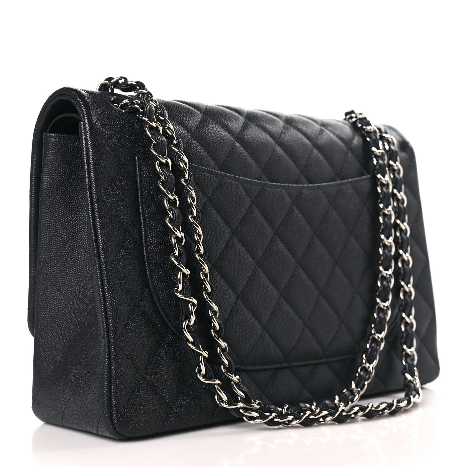 Chanel Caviar Quilted Maxi Double Flap Navy Blue 3 of 9