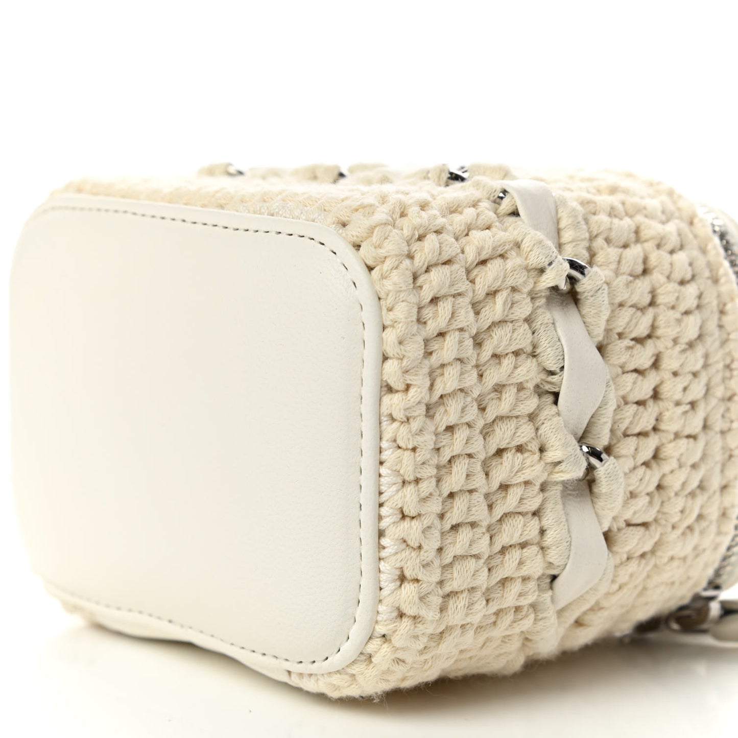 Lambskin Crochet Small Vanity Case With Chain White