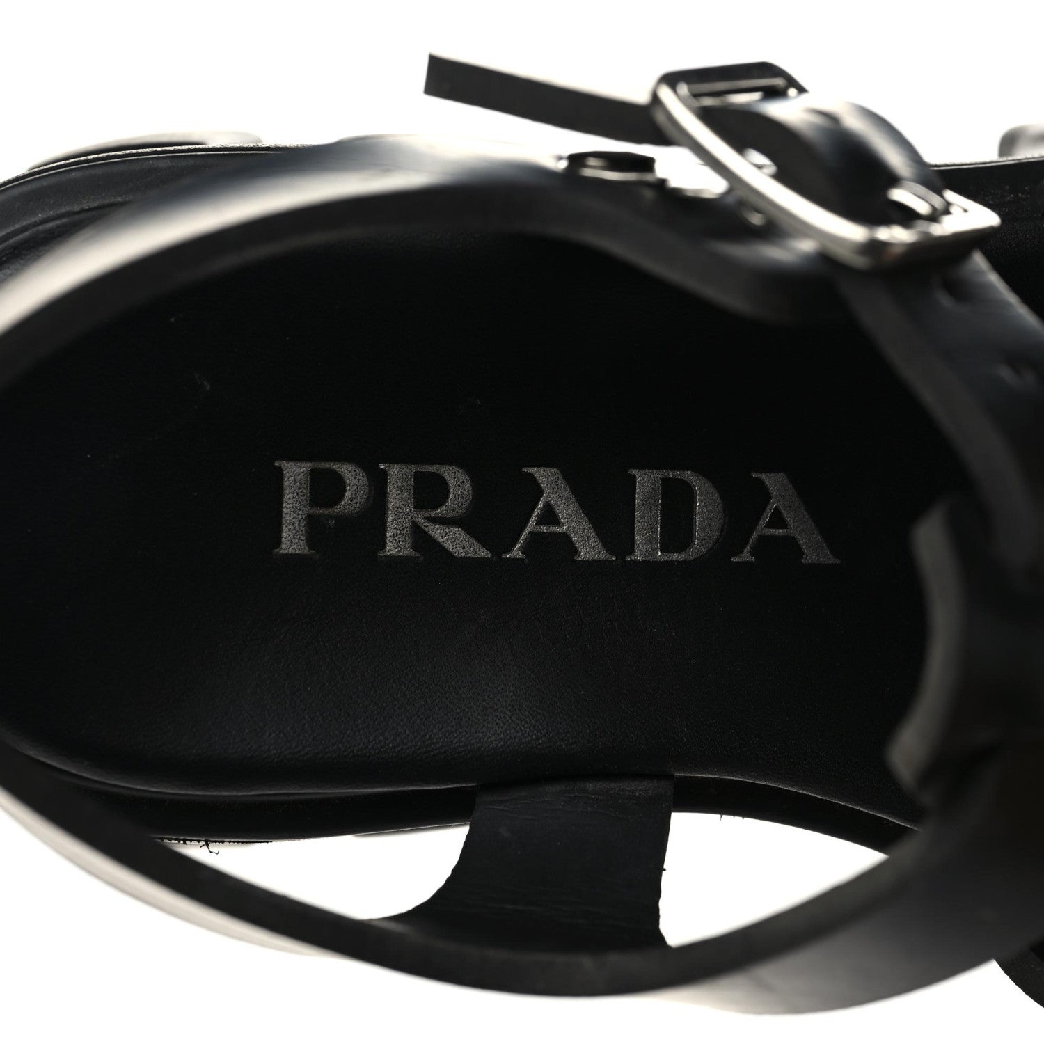Prada Foam Rubber Triangle Logo Monolith 55mm Cage Sandals 35 Black 10 of 12