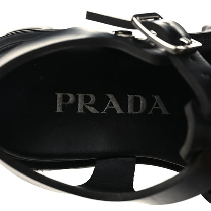 Prada Foam Rubber Triangle Logo Monolith 55mm Cage Sandals 35 Black 10 of 12