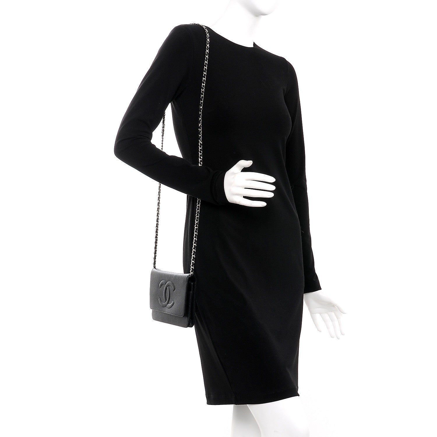 Chanel Caviar Timeless CC Wallet On Chain WOC Black 2 of 10