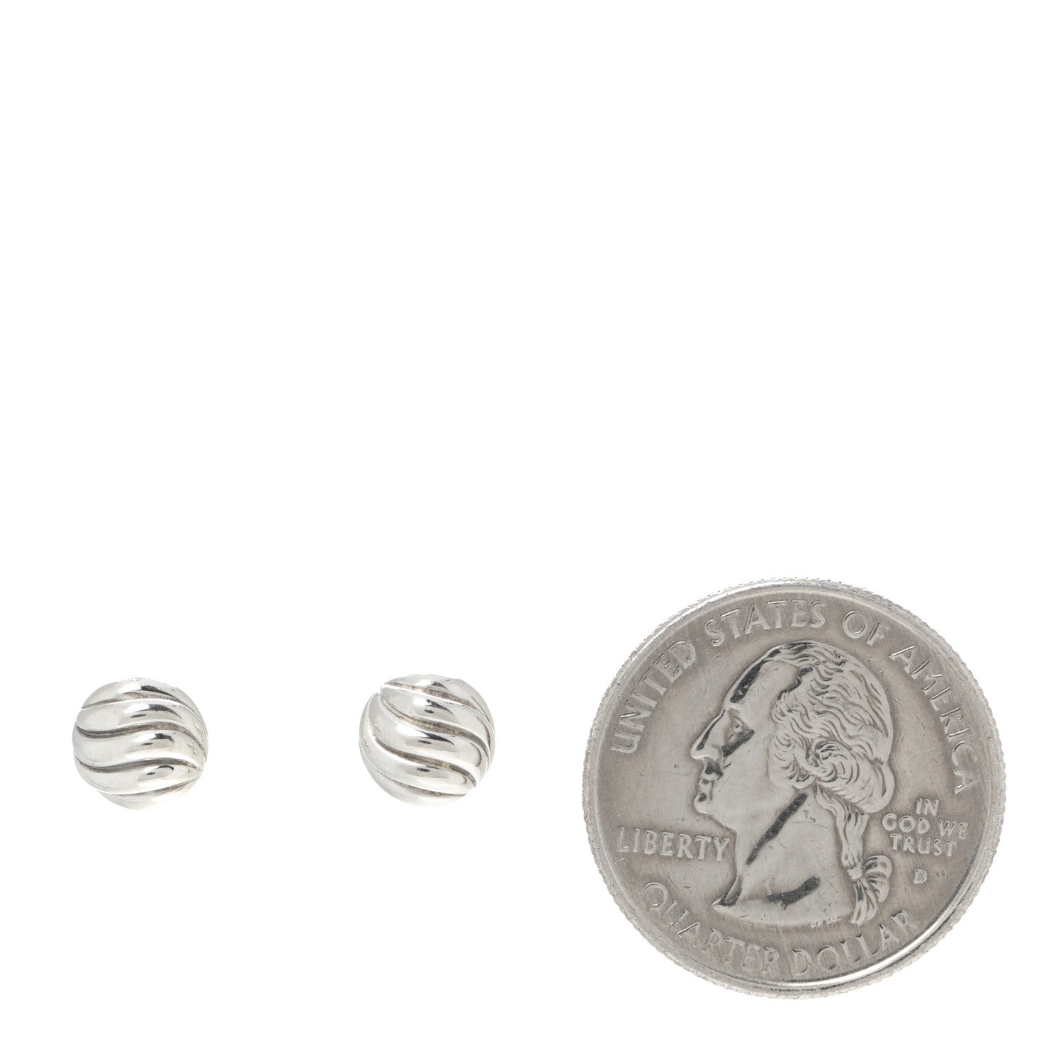 David Yurman Sterling Silver 8mm Sculpted Cable Stud Earrings 2 of 4