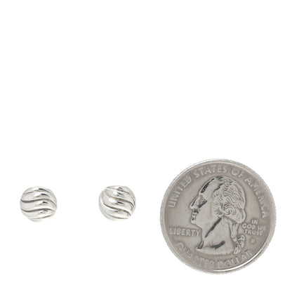 David Yurman Sterling Silver 8mm Sculpted Cable Stud Earrings 2 of 4