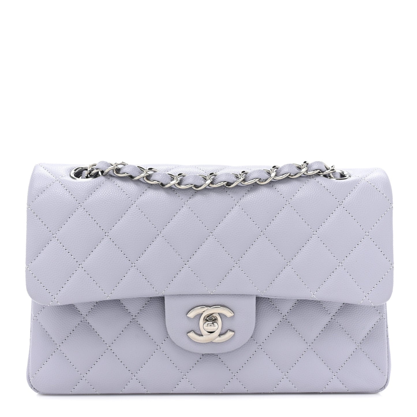 Caviar Quilted Small Double Flap Light Purple