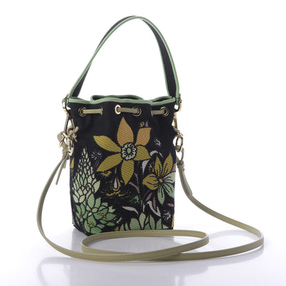 Fendi Canvas Vitello Century F is Fendi Psychedelic Flowers Embroidered Mini Mon Tresor Bucket Bag Verde Mandorlo Multicolor 3 of 9