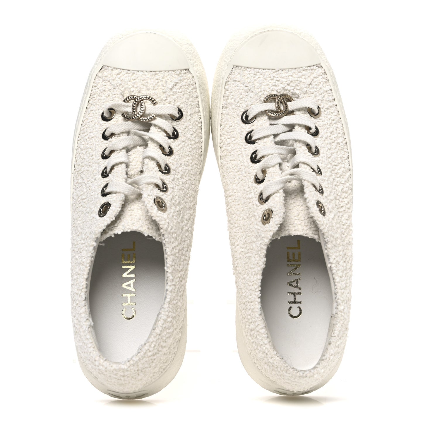 Tweed Womens CC Platform Sneakers 39.5 White