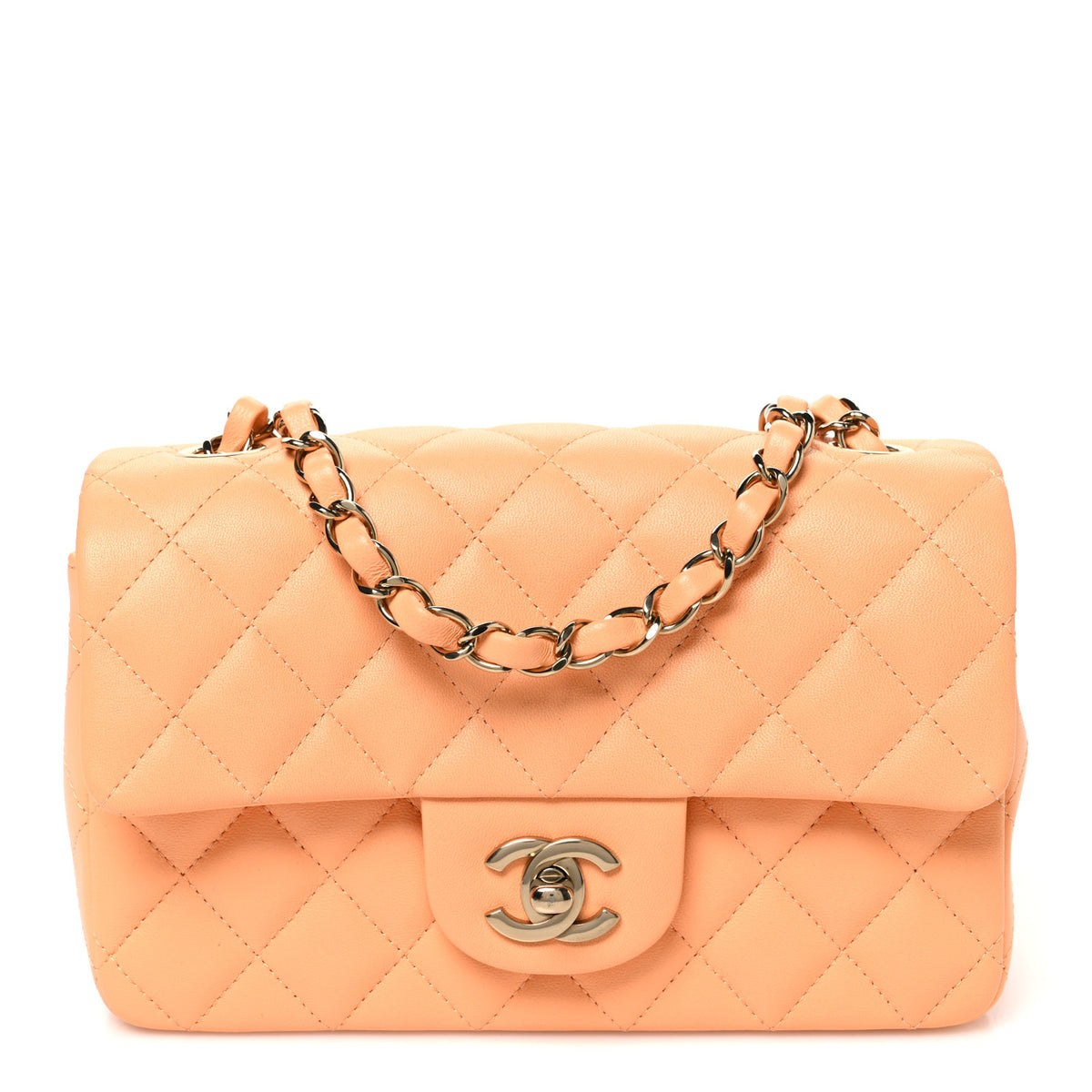 Chanel Lambskin Quilted Mini Rectangular Flap Light Orange 1 of 11