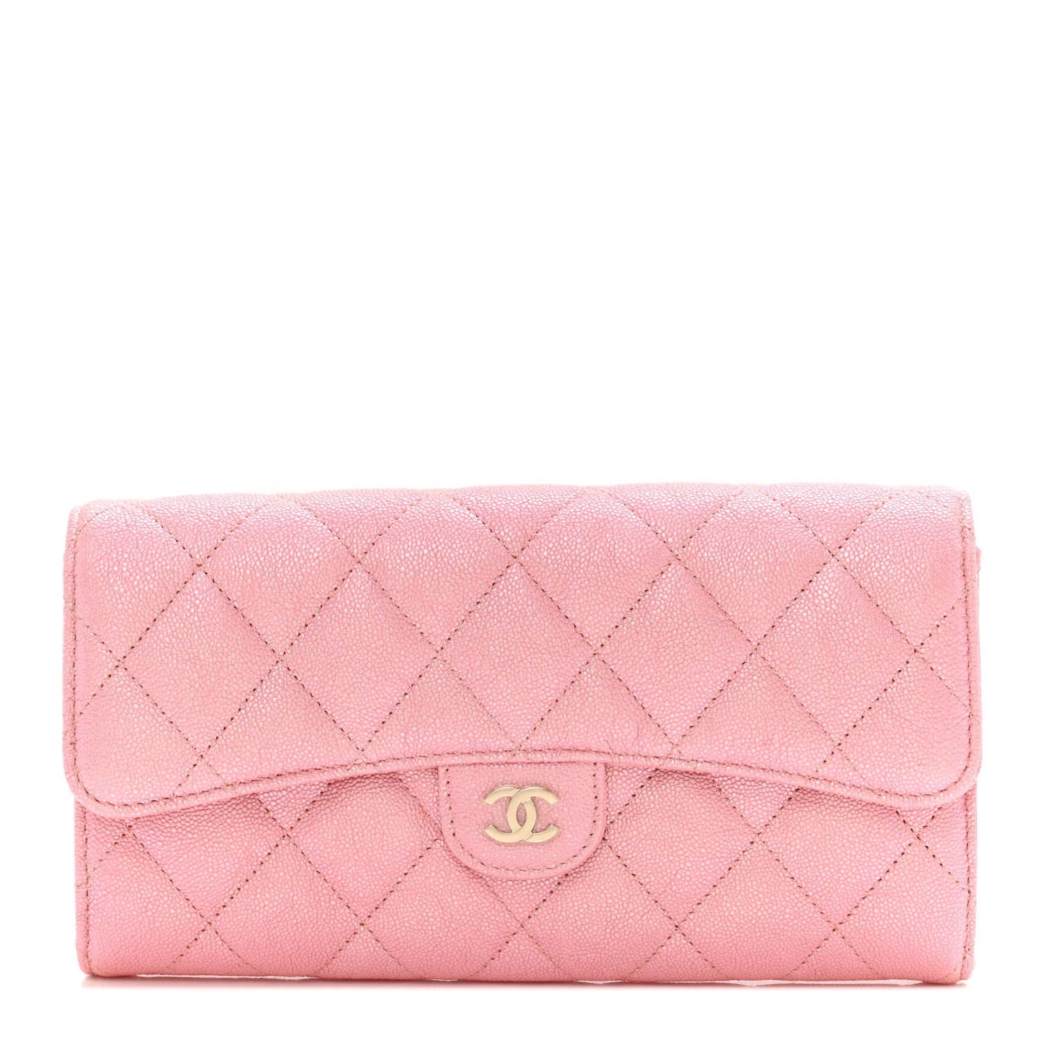 Chanel Iridescent Caviar Quilted Long Gusset Flap Wallet Rose Pink 1 of 9