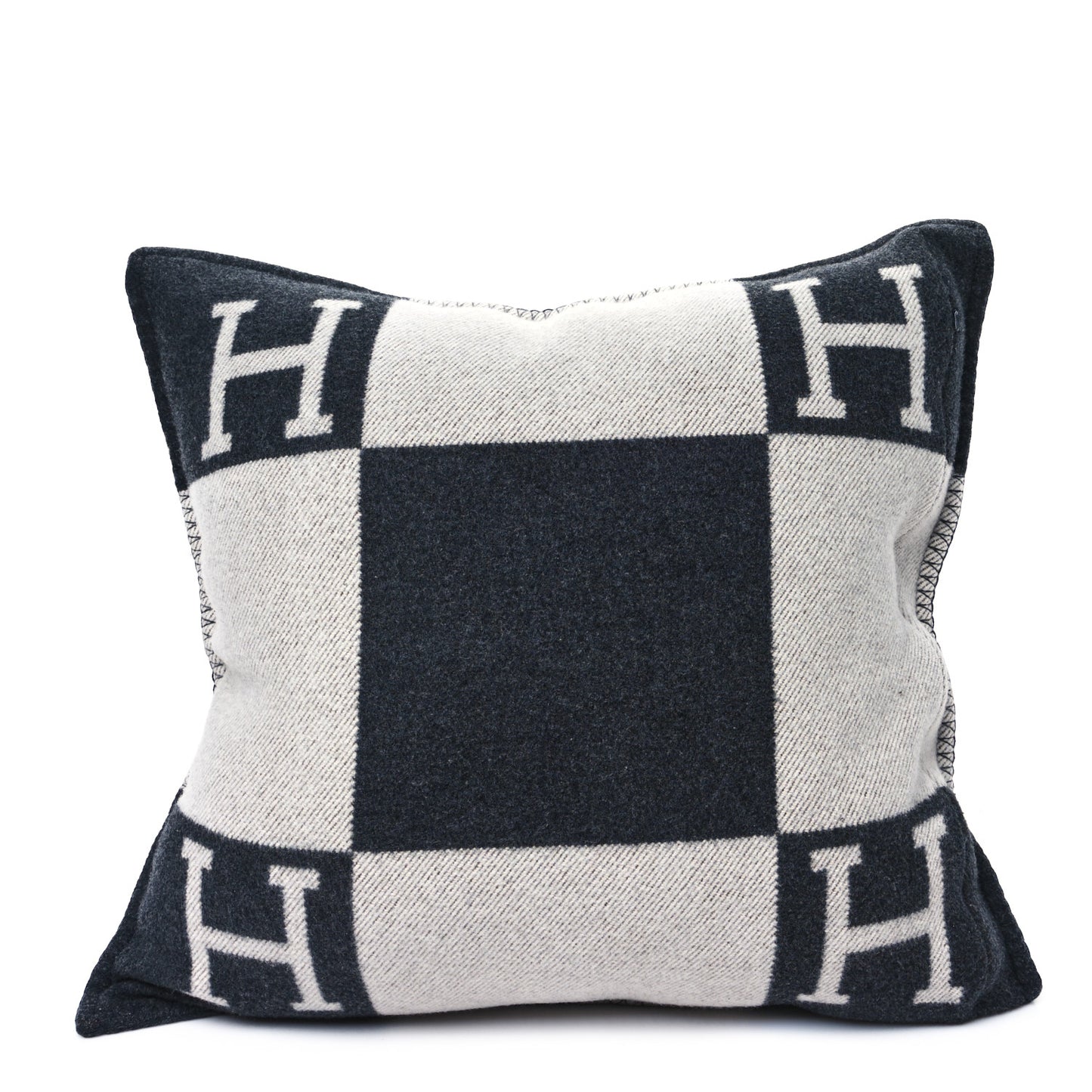 Wool Cashmere Avalon Pillow GM Ecru Gris Fonce