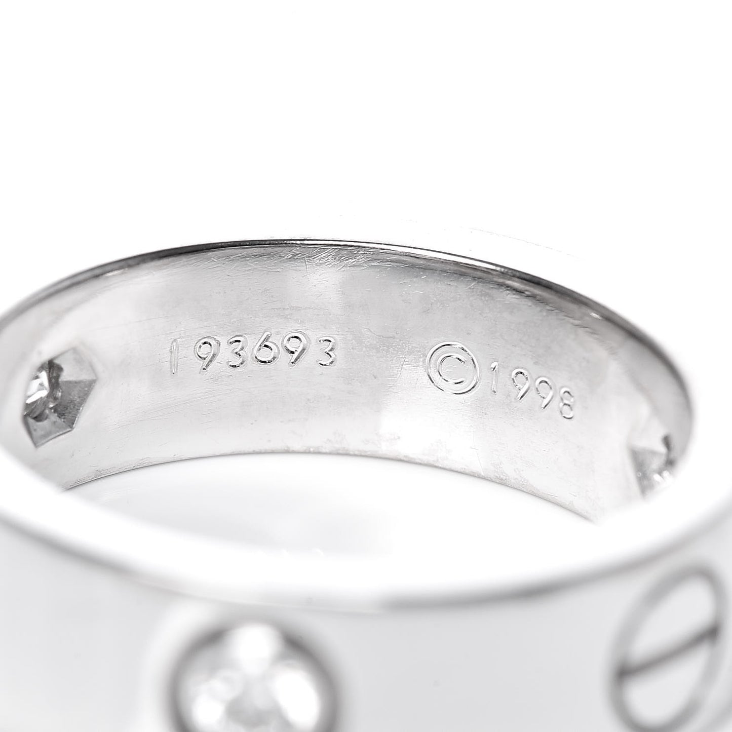 18K White Gold 3 Diamond 5.5mm LOVE Ring 50 5.25