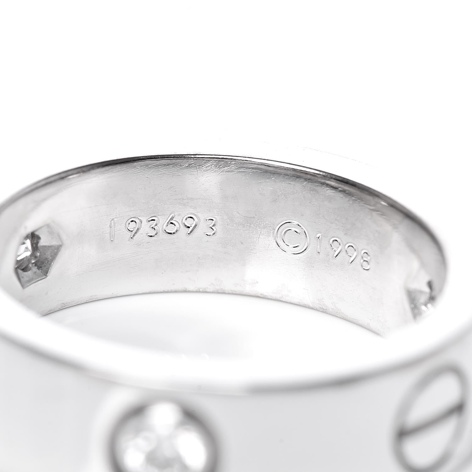 Cartier 18K White Gold 3 Diamond 5.5mm LOVE Ring 50 5.25 5 of 6