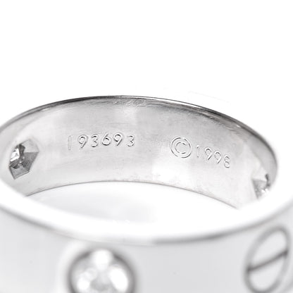 Cartier 18K White Gold 3 Diamond 5.5mm LOVE Ring 50 5.25 5 of 6