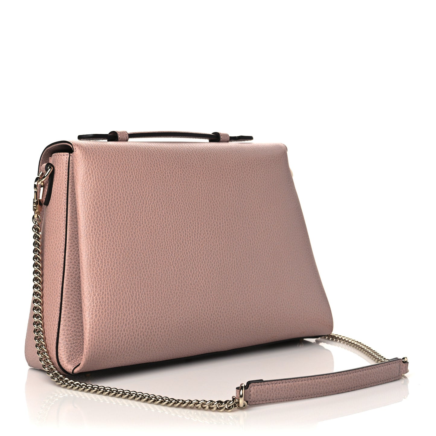 Dollar Calfskin Medium Interlocking G Top Handle Shoulder Bag Soft Pink