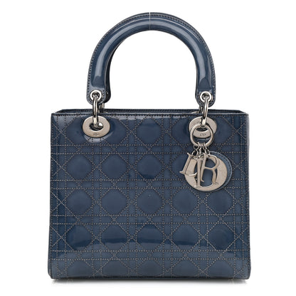 Christian Dior Patent Cannage Medium Lady Dior Blue 1 of 9
