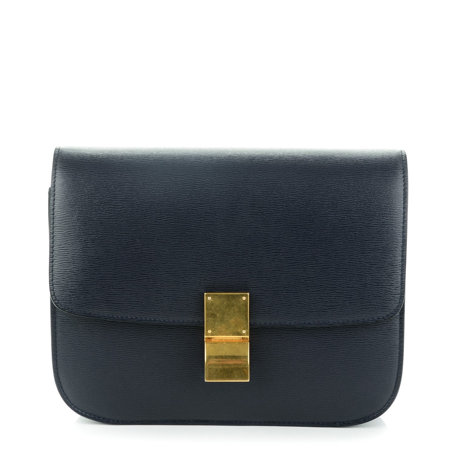 Celine Liege Calfskin Medium Classic Box Flap Bag Dark Blue 1 of 7