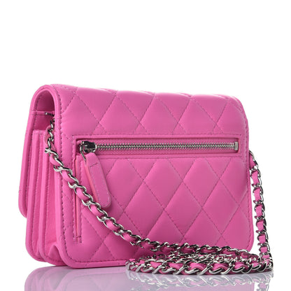 Chanel Lambskin Quilted Mini Wallet On Chain WOC Pink 3 of 10