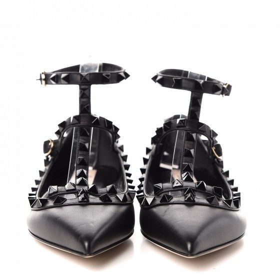 Valentino Garavani Nappa Rockstud Cage Ballerina Flats 37 Black 2 of 7