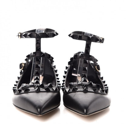 Valentino Garavani Nappa Rockstud Cage Ballerina Flats 37 Black 2 of 7