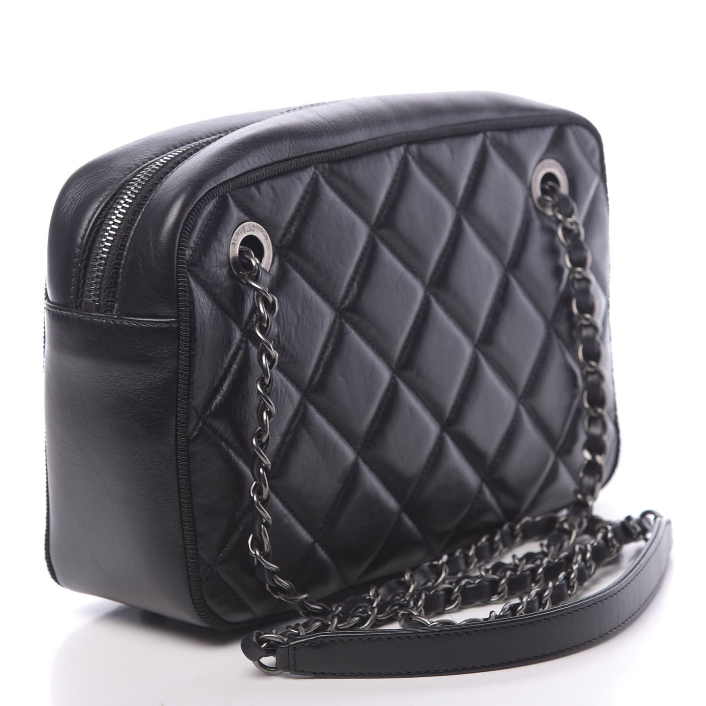 Calfskin Quilted Small Ballerine Camera Case Black