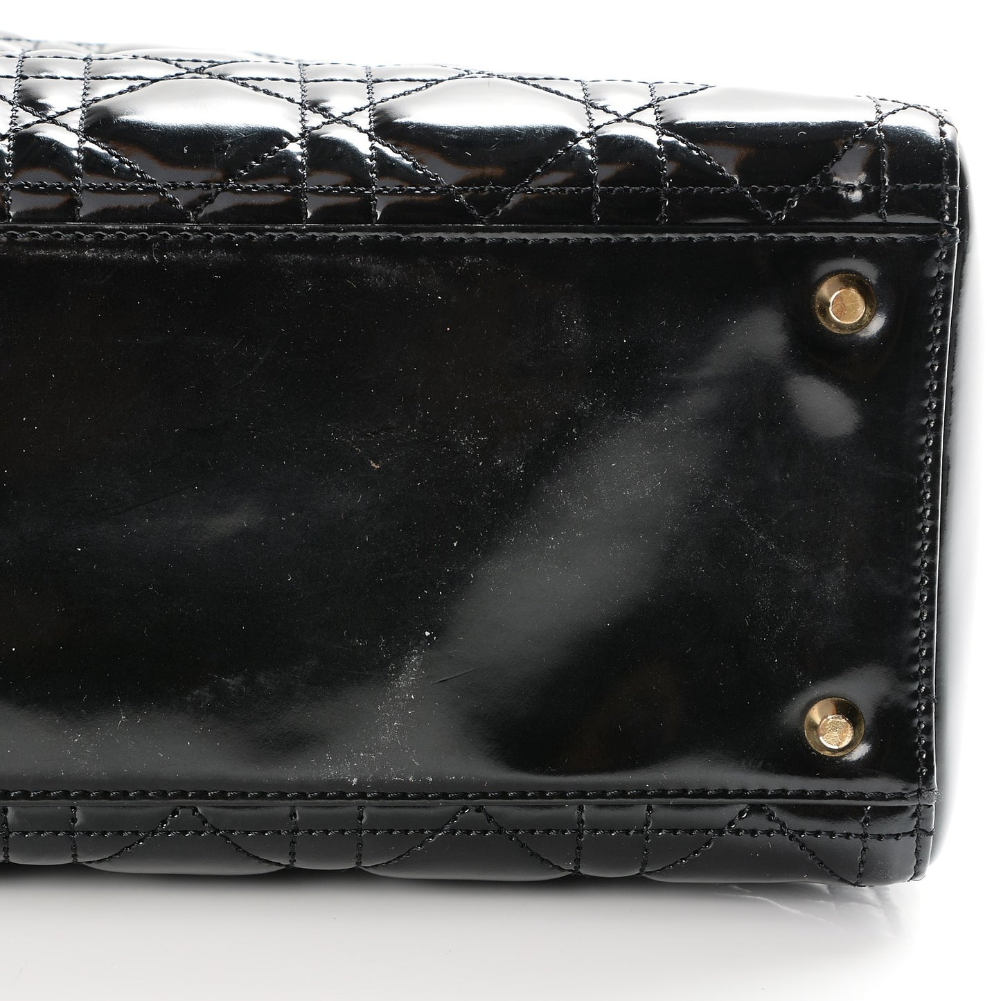 Vintage Patent Cannage Large Lady Dior Black