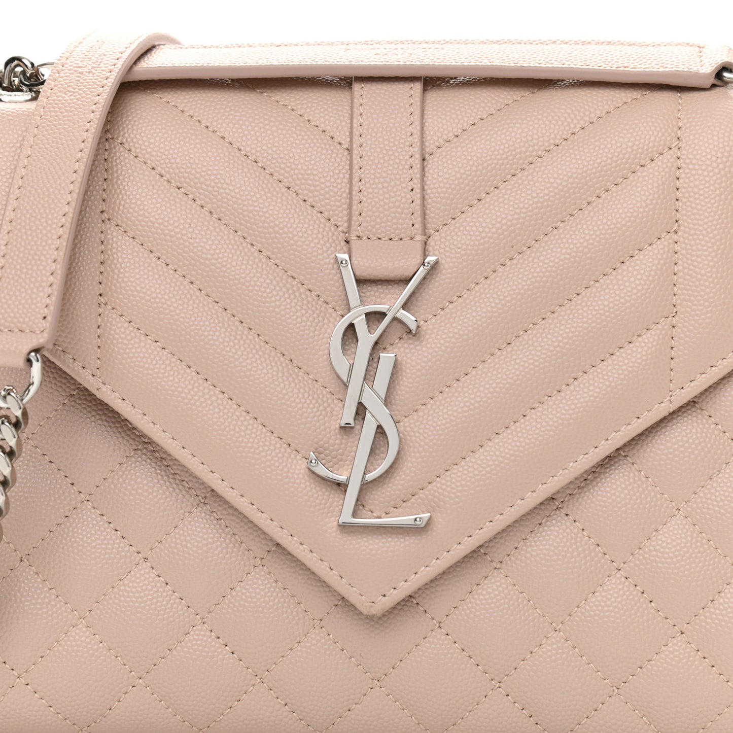 Grain De Poudre Textured Mixed Matelasse Medium Triquilt Monogram Satchel Marble Pink
