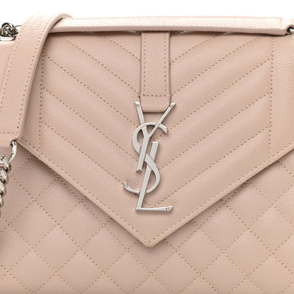 Saint Laurent Grain De Poudre Textured Mixed Matelasse Medium Triquilt Monogram Satchel Marble Pink 8 of 11