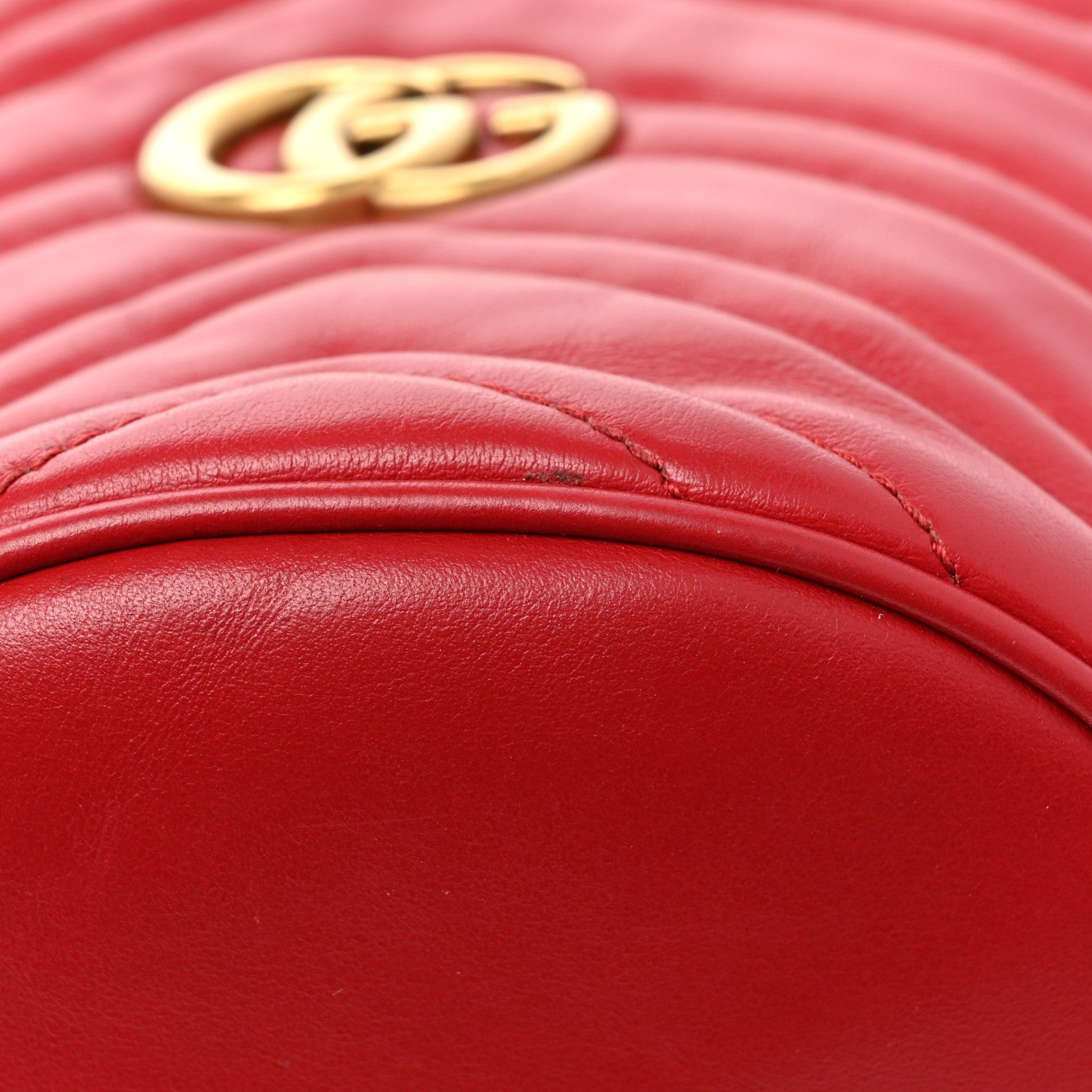 Gucci Calfskin Matelasse Mini GG Marmont 2.0 Bucket Bag Hibiscus Red 12 of 14