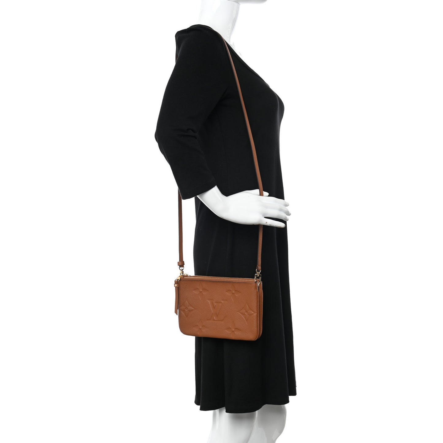 Empreinte Monogram Giant Double Zip Pochette Caramel