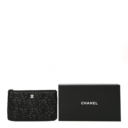 Chanel Caviar Camellia Embossed Cosmetic Pouch Black 8 of 8