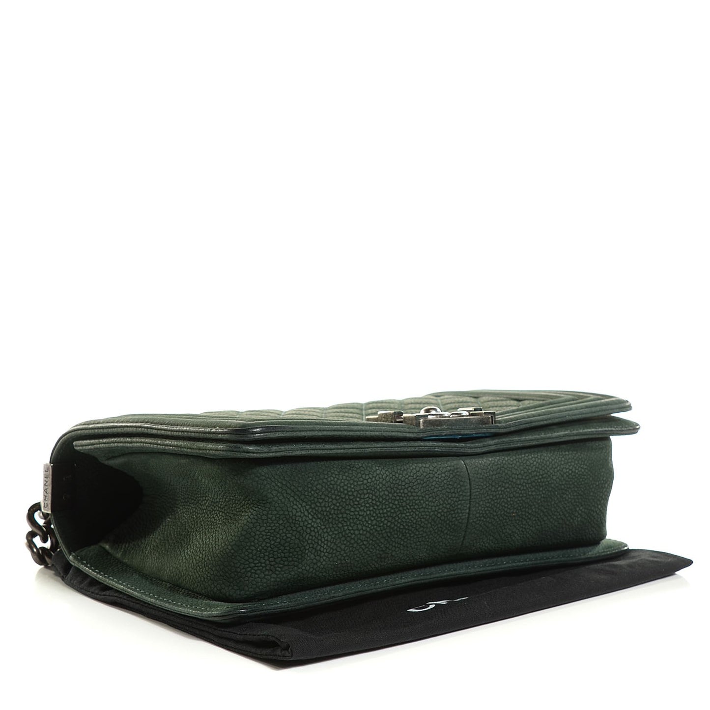 Iridescent Caviar Quilted Medium Boy Flap Dark Green