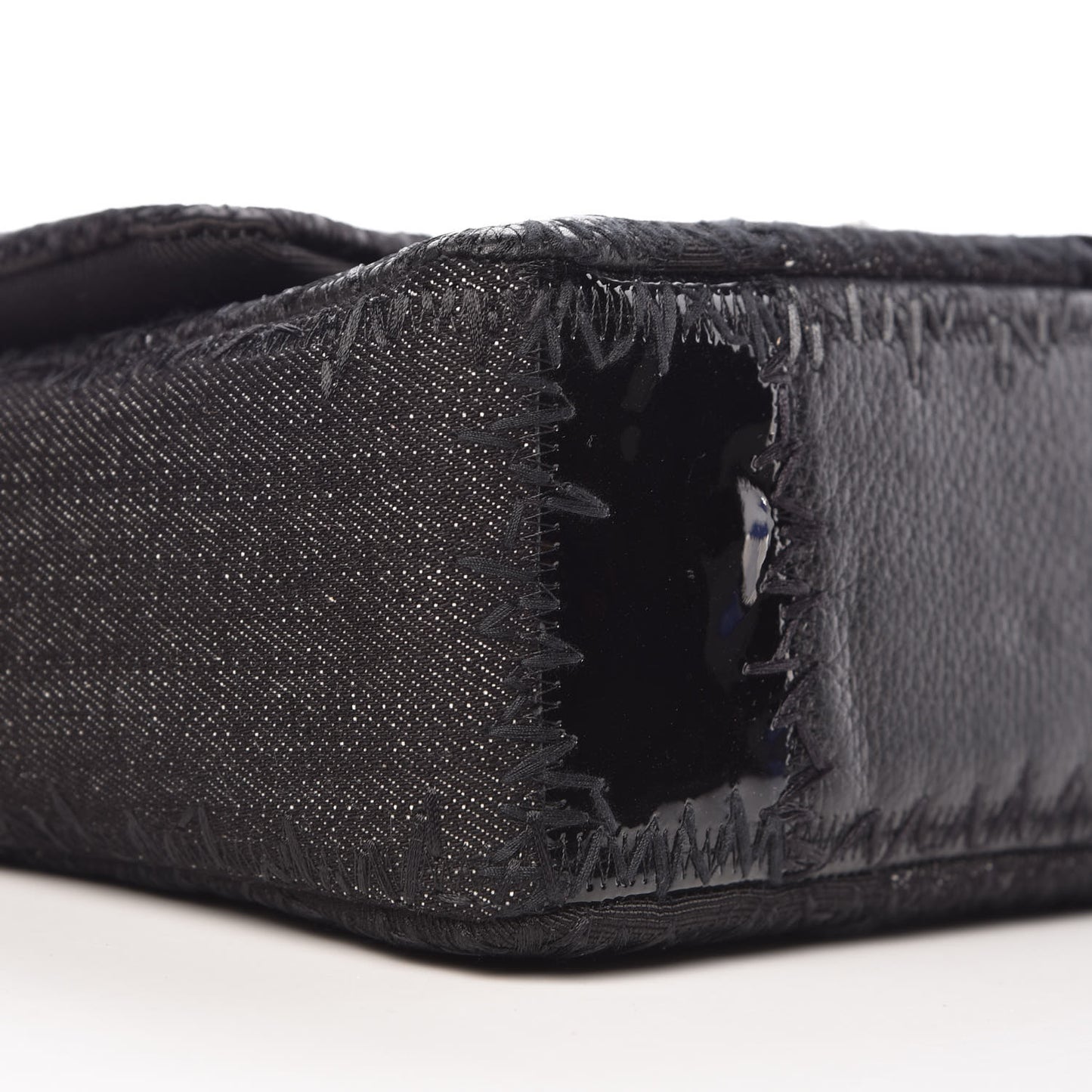 Tweed Patchwork Jumbo Single Flap Black
