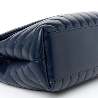 Saint Laurent Calfskin Y Quilted Monogram Medium Loulou Chain Satchel Deep Marine 10 of 11
