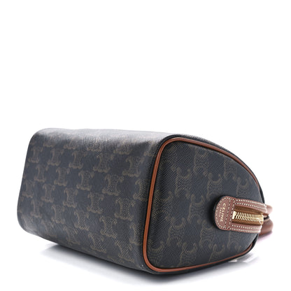 Celine Triomphe Canvas Calfskin Small Boston Bag Tan 10 of 12