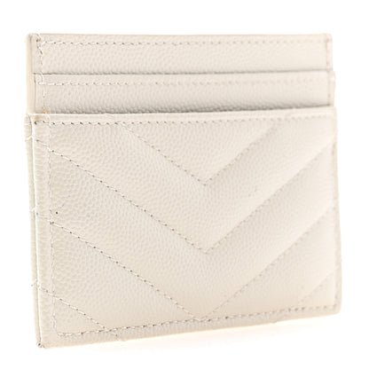 Saint Laurent Grain De Poudre Matelasse Chevron Monogram Credit Card Case Crema Soft 3 of 9