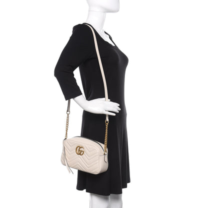 Gucci Calfskin Matelasse Small GG Marmont Chain Shoulder Bag White 2 of 10