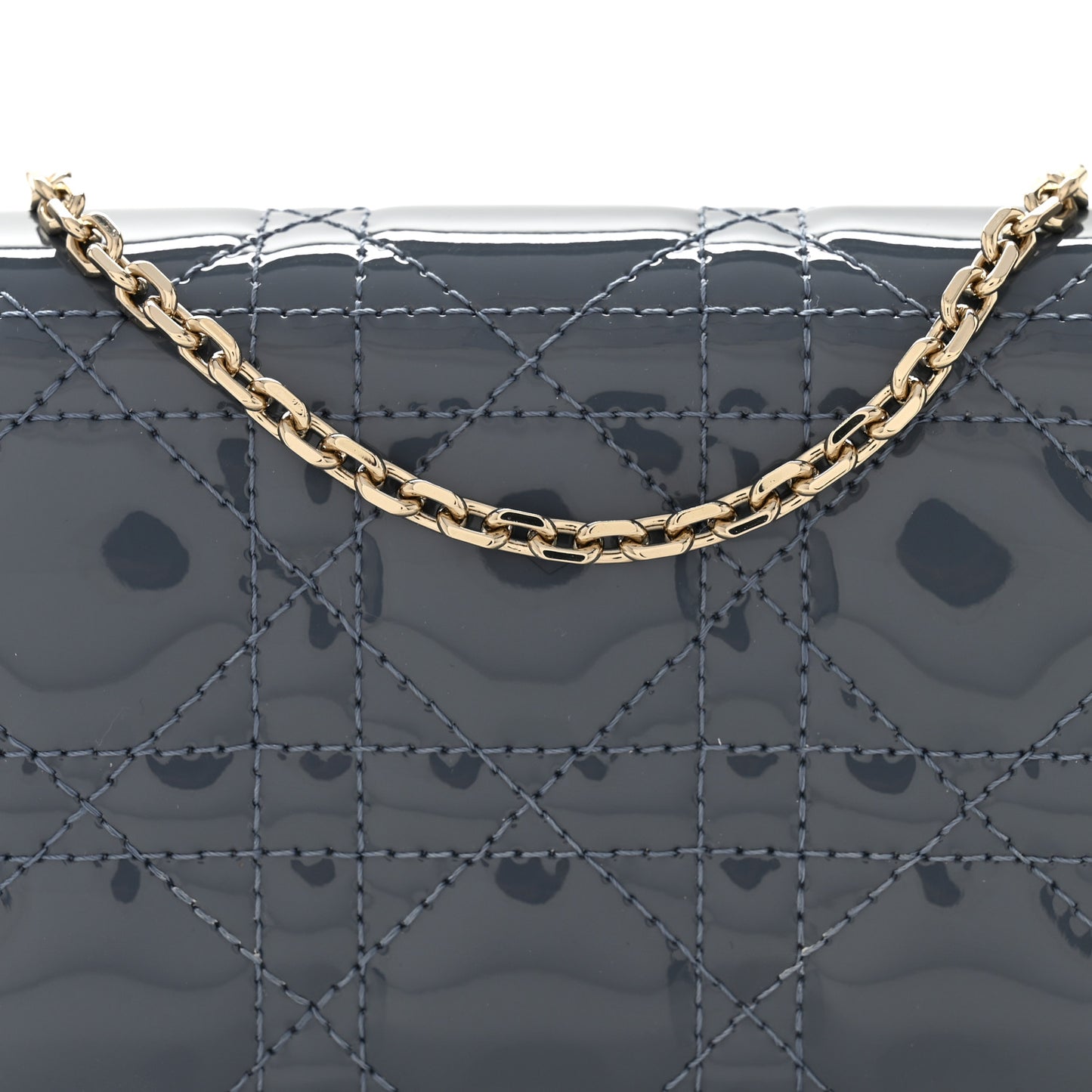 Patent Cannage Mini Waist Pouch On Chain Cloud Blue