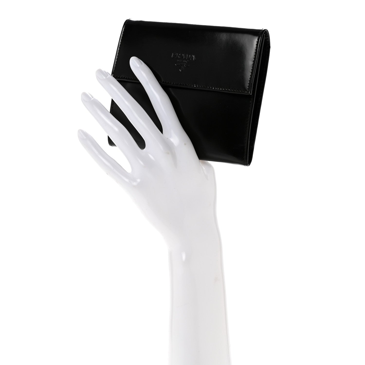 Prada Spazzolato Tri-Fold Compact Wallet Ebano 2 of 15