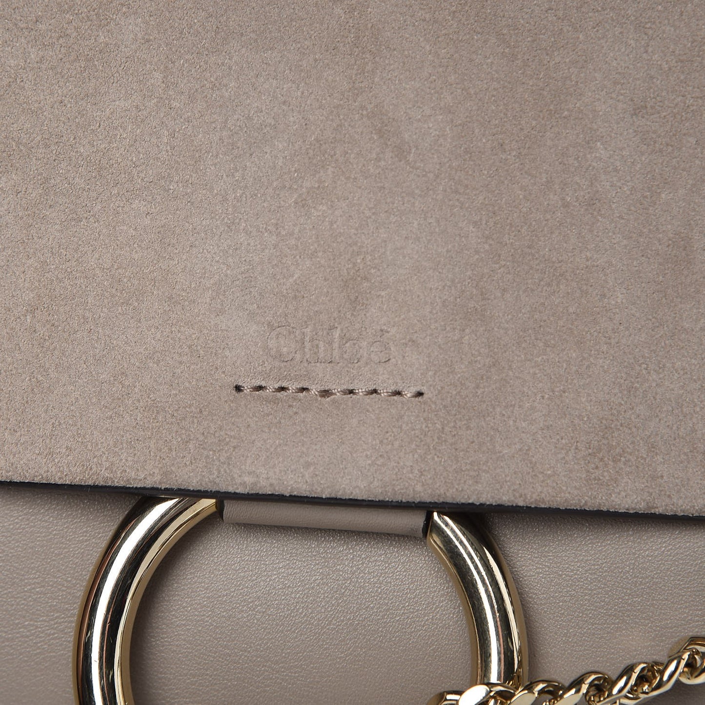 Suede Calfskin Small Faye Shoulder Bag Motty Grey