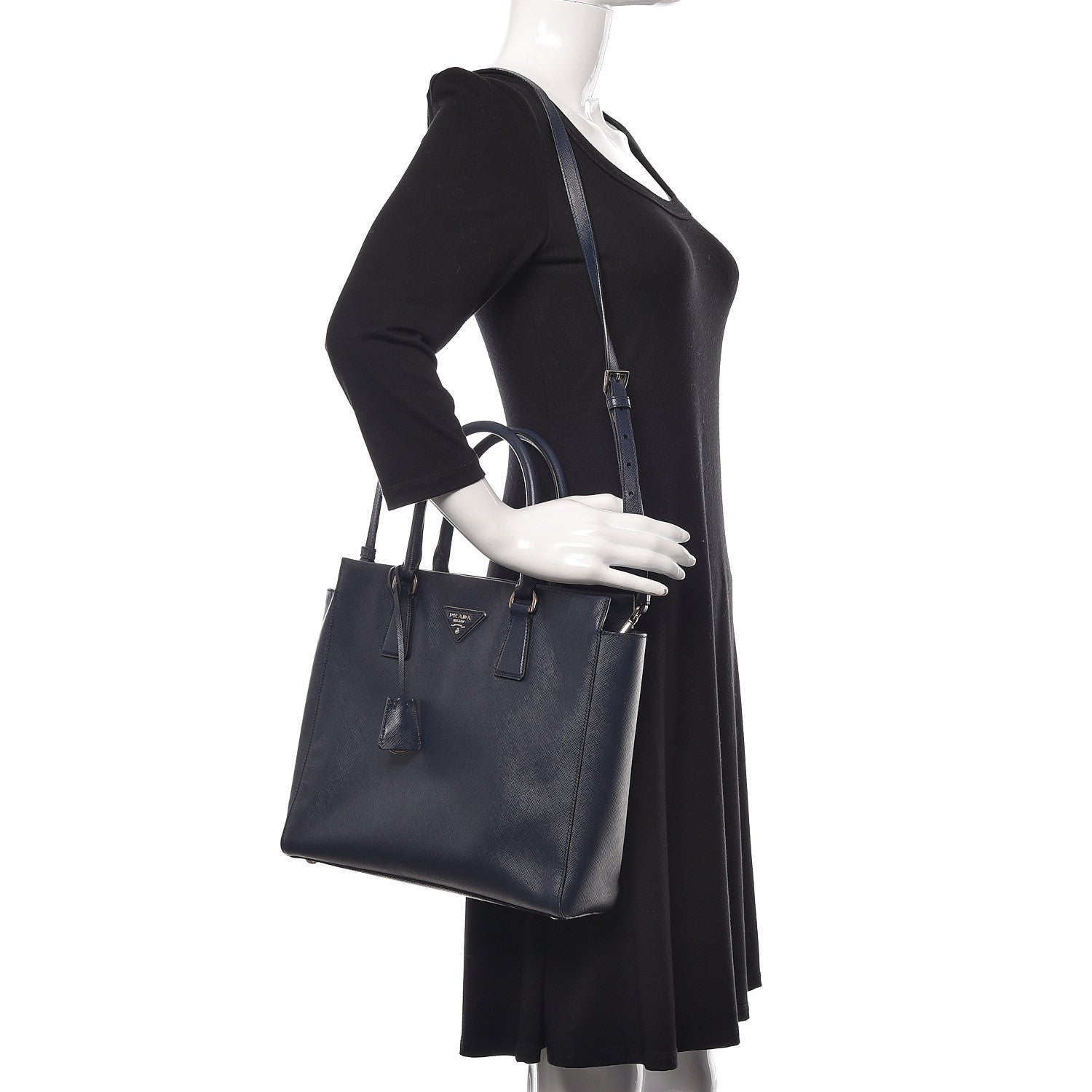 Prada Saffiano Lux Double Handle Shopping Tote Baltico 2 of 10