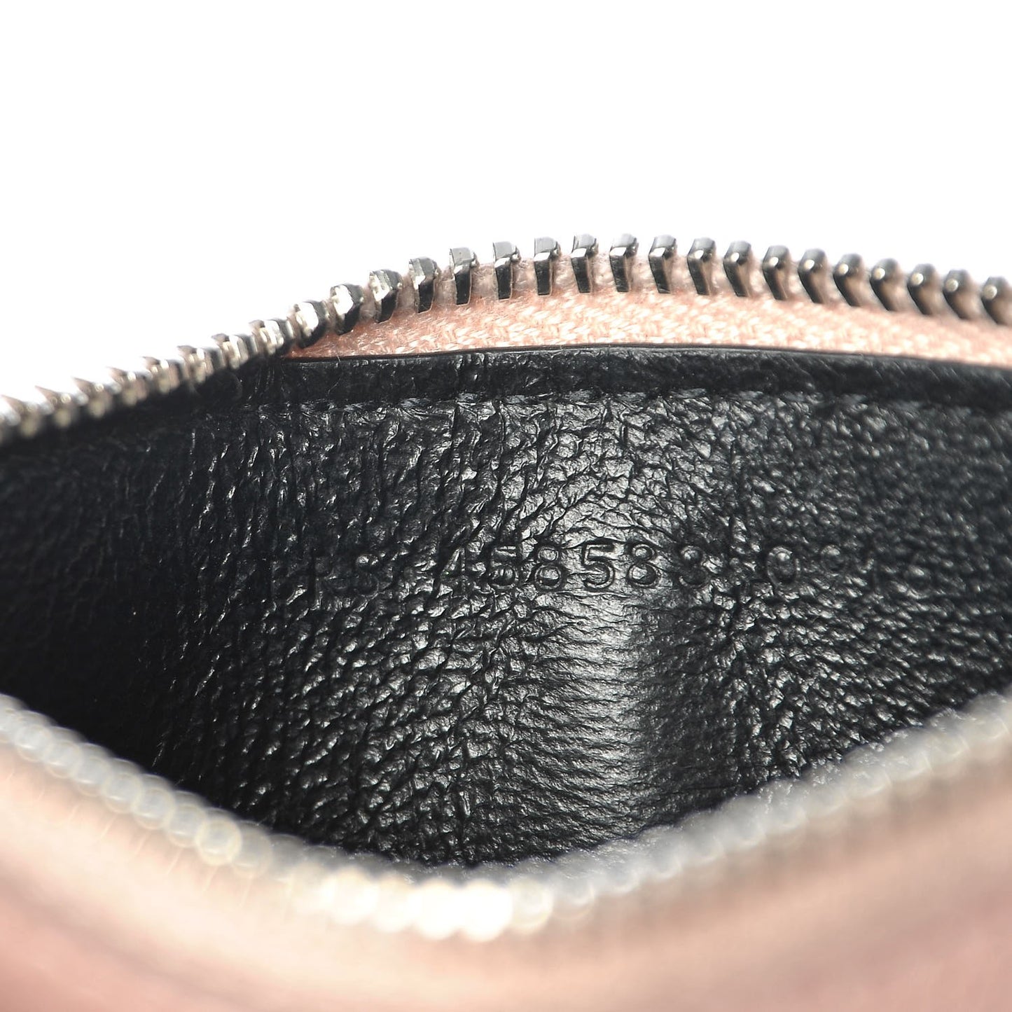 Grained Calfskin 5 Fragments Zip Pouch Card Holder Rose Antic