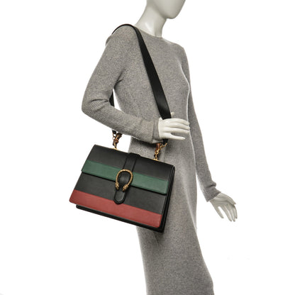Gucci Calfskin Bamboo Web Large Dionysus Top Handle Bag Black Bright Evergreen Hibiscus Red 2 of 6