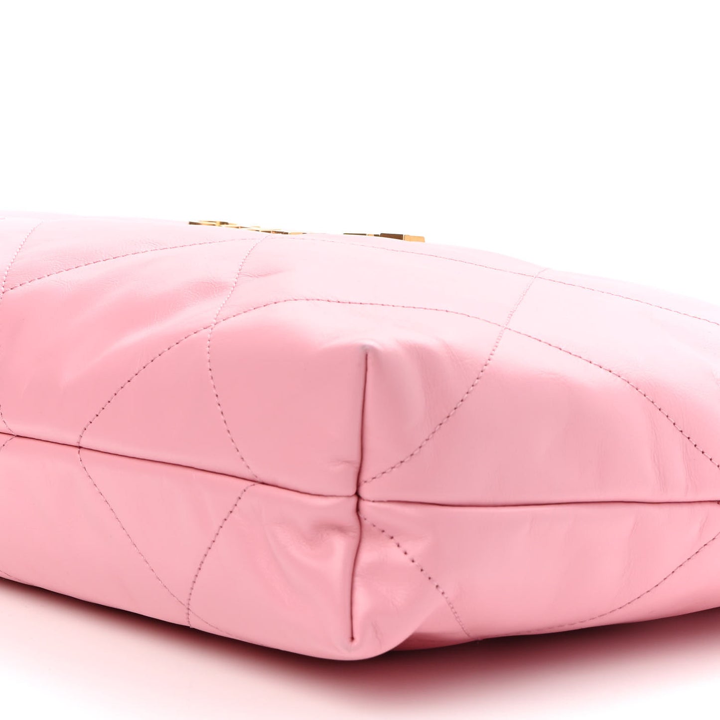Shiny Calfskin Quilted Chanel 22 Drawstring Bag Light Pink
