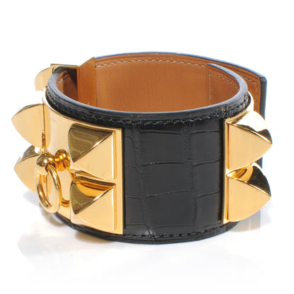 Hermes Alligator Collier De Chien CDC Bracelet Small Black 6 of 8