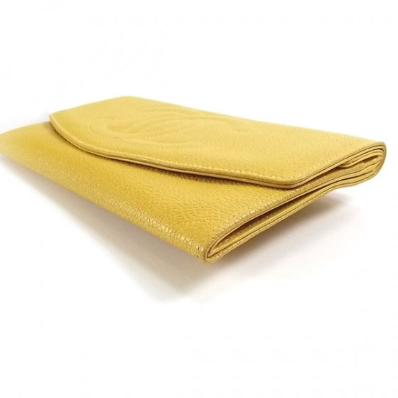 Caviar CC Double Flap Wallet Mustard