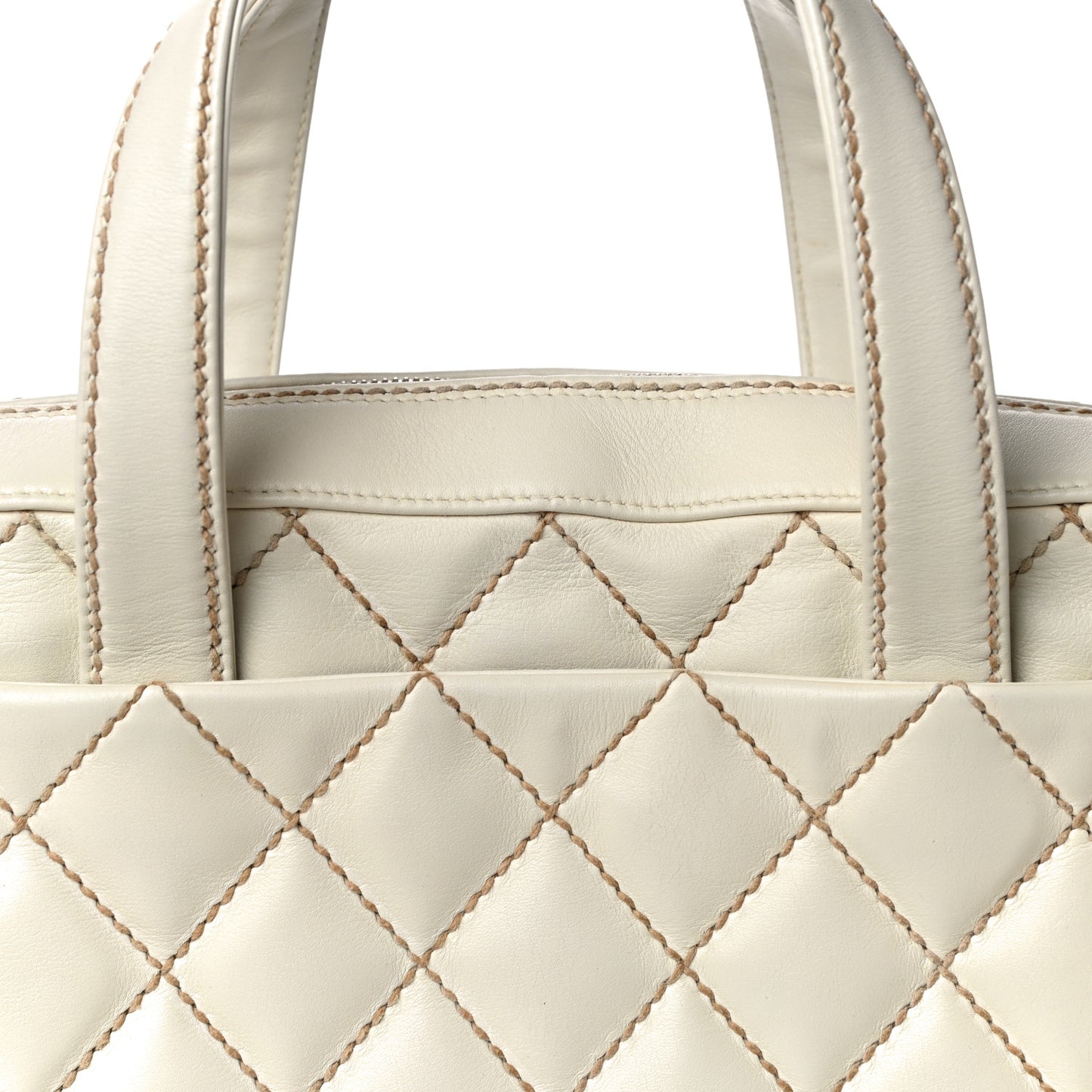 Calfskin Wild Stitch Top Handle Bag White