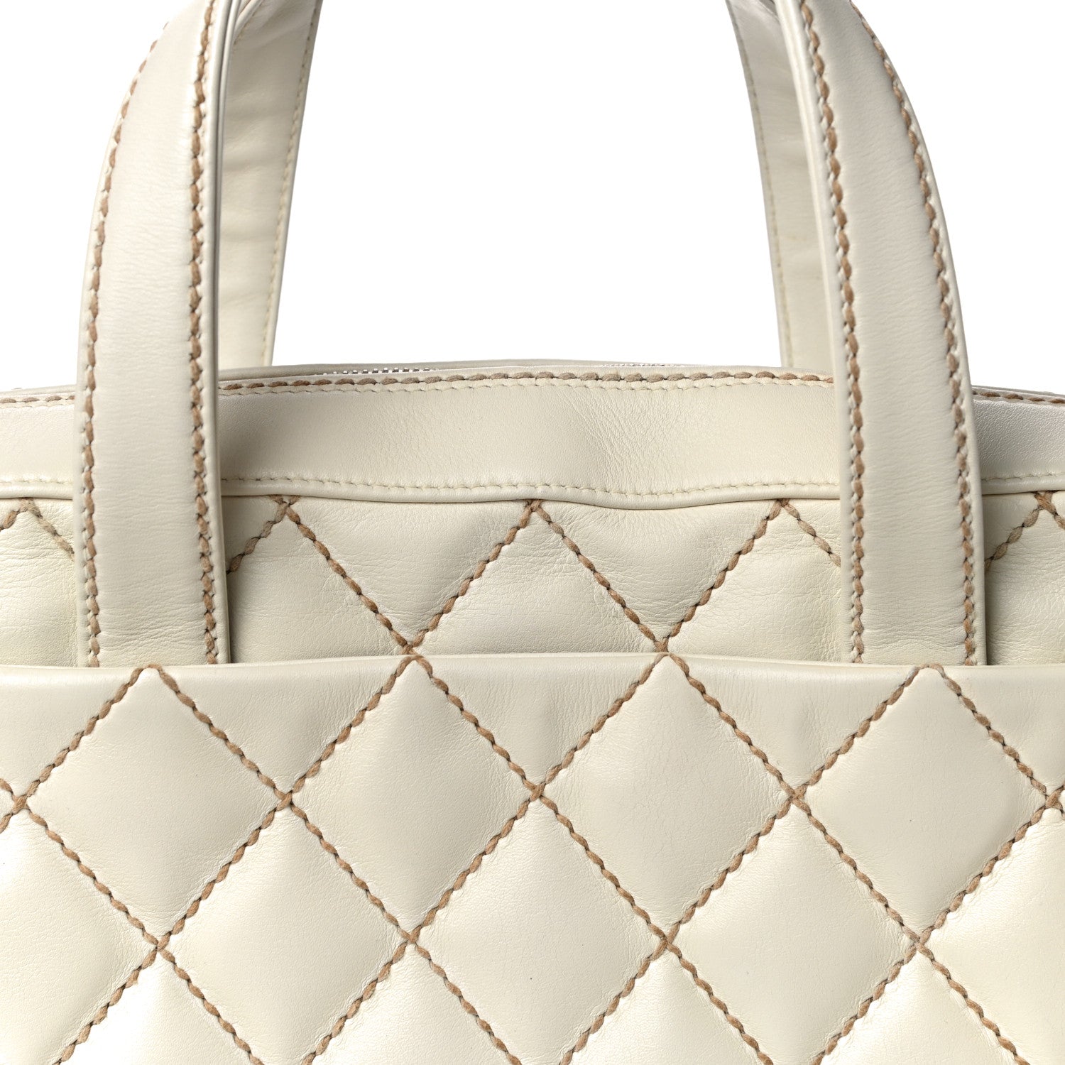 Chanel Calfskin Wild Stitch Top Handle Bag White 14 of 24